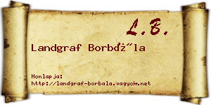 Landgraf Borbála névjegykártya